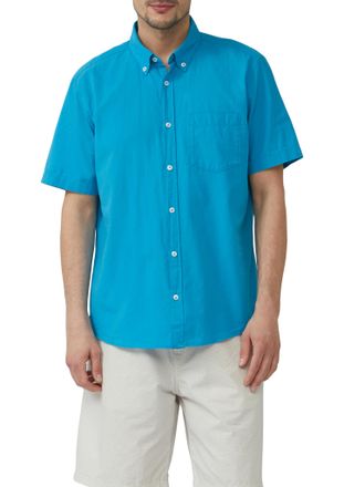 s.Oliver Kurzarmhemd S.OLIVER, Herren, Gr. XXL, N-Gr, gr&uuml;n (petrol), Web, Obermaterial: 100% Baumwolle, unifarben, regular fit taillenbedeckt, gerader Abschlus