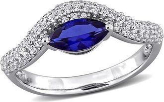 Rina Limor Silver 1.44 Ct. Tw. Lab-Grown Sapphire Curved Ring