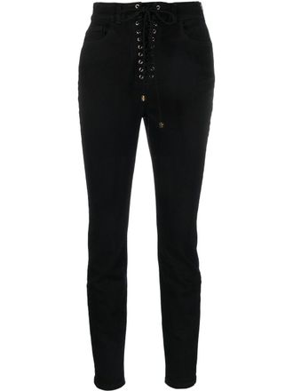 Elisabetta Franchi eyelet-detailing skinny jeans - women - Cotton/Cotton/Spandex/Elastane/Polyester - 27 - Black