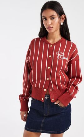 GANT Cardigan stile college rosso con bottoni e logo