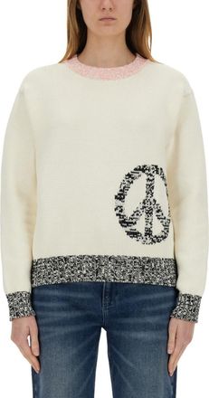 Moschino White Logo Crew Neck Sweater