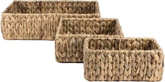 Happimess Set Of 3 Tress Minimalist Hand-Woven Hyacinth Nesting Baskets
