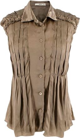 Prada Pleated Silk Sleeveless Top Size XXS