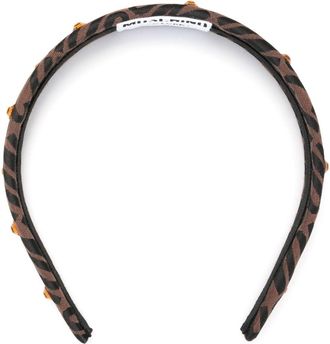 Moschino logo-jacquard crystal-embellished headband - women - Polyester/Cotton - One Size - Black