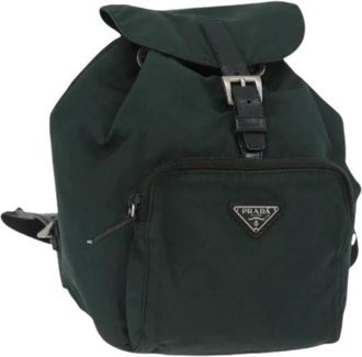 Prada Pre-owned Nylon Rugzak - Dames - Vintage Rugzakken - Groen - ONE Size - Nylon - Vintage