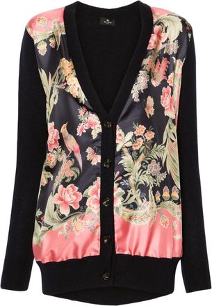 Etro floral-print cardigan - women - Silk/Wool - 40 - Blue