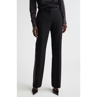 Versace Studded Wool Grain de Poudre Bootcut Pants in Black at Nordstrom, Size 2 Us