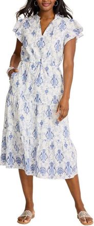 Tommy Bahama Noble Pineapple Midi Dress in White/Blue at Nordstrom, Size X-Large