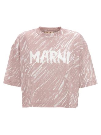 Marni Pink Logo print cropped T-shirt