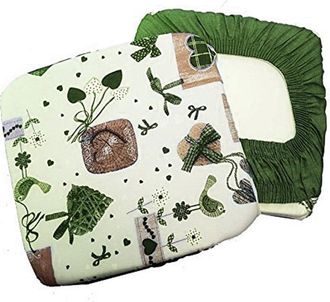 Trade Shop Trade Shop - 6 Coprisedia Cuscini Con Fascia Elastico Cuscino Per Sedie Colore Verde Shabby