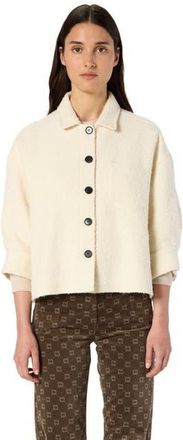 Gerard Darel Ninon Cropped Plain Tweed Jacket in Ecru at Nordstrom, Size Medium