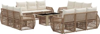 vidaXL Conjunto De Sof&aacute;s De Jard&iacute;n 13 Uds. Beige Y Blanco Crema Vidaxl