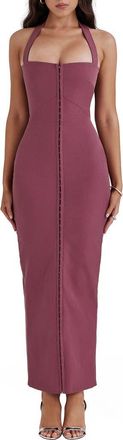House of CB Mia Halter Stretch Crepe Sheath Cocktail Dress in Nocturne at Nordstrom, Size X-Small