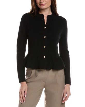 Bruno Magli Merino Wool Peplum Sweater Jacket