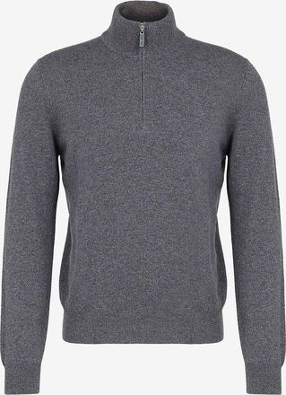 Gran Sasso Feinstrick-Kaschmirpullover mit Stehkragen und Zip