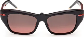Christian Louboutin 52mm Cat Eye Sunglasses in Shiny Black/transparent Red With Shiny Pale Gold Metal/zeiss Smoke Gradie at Nordstrom