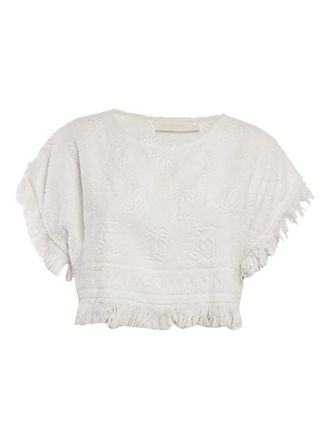 Zimmermann Top met franje en palmboom - Wit