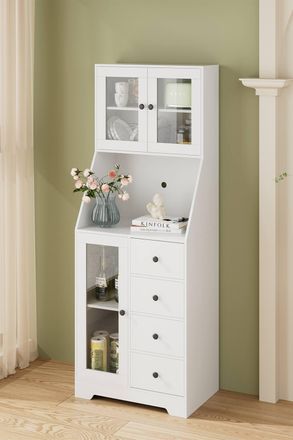 Living and Home 4 Drawer Kitchen Tall Storage Cabinet in White