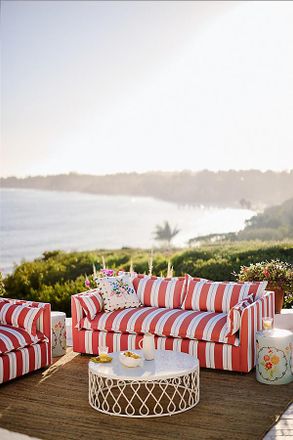 Anthropologie Denver Sunbrella Stripe Outdoor Sofa