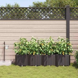 Berkfield Home Garden Planters with Water Irrigation System 4 pcs Brown
