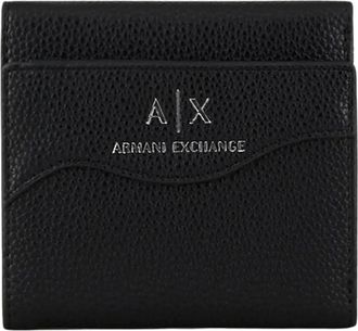 A|X Armani Exchange Zwarte Gehamerde Mini Portemonnee - Dames - Portefeuilles - Zwart - ONE Size - Polyester - Accessoires