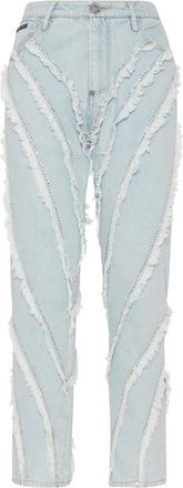 Philipp Plein Jeans Mom Fit - Dames - Cropped Jeans - Blauw - W27 - Leer - Jeans