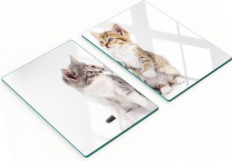 OEM Tablas De Servir De Cristal Para Cocina Con Dibujos De Dos Gatitos, 2x40x52 Cm