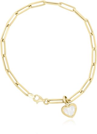 The Lovery Mother of Pearl Heart Paperclip Bracelet