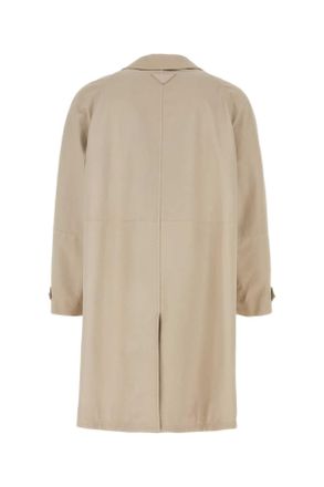 Prada Mens Sand Nappa Leather Coat Talco Agnello Cappotti
