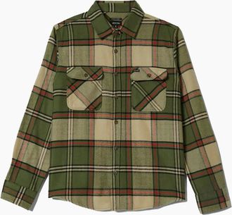 Brixton Mens Brixton Wild Green/Elm/Adrenaline Rush Bowery L/S Flannel Shirt - Size: 38/Regular