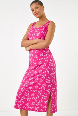 Roman Dandelion Print Midi Dress