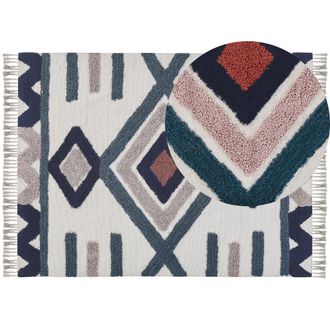 Beliani Beliani - Alfombra De Algod&oacute;n Multicolor 160 X 230 Cm Hecha A Mano Patr&oacute;n Escandinavo Sala De Estar Kozlu