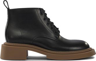 Loewe Mens Combat Ankle Boots - Black Leather - Size EU 40
