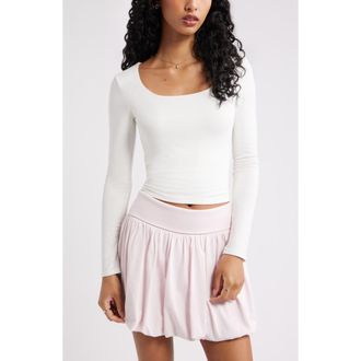 BP. Long Sleeve Square Neck T-Shirt in Ivory at Nordstrom Rack, Size X-Large