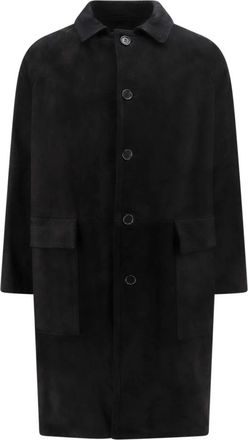 Salvatore Santoro Leren jas met zwarte knopen - Heren - Mantel - Zwart - XL - Katoen - Jassen