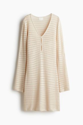 H&M Kleid in Pointellestrick - Hellbeige