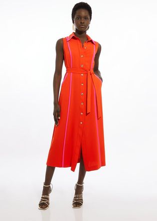 Karen Millen Petite Soft Tailored Pipe Detail Sleeveless Shirt Dress