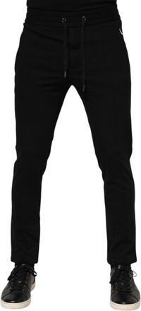 Dolce & Gabbana Black Viscose Drawstring Men Jogger Mens Pants
