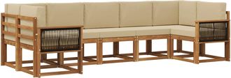 vidaXL Conjunto De Sof&aacute;s De Exterior 7 Uds. Natural Y Beige Vidaxl