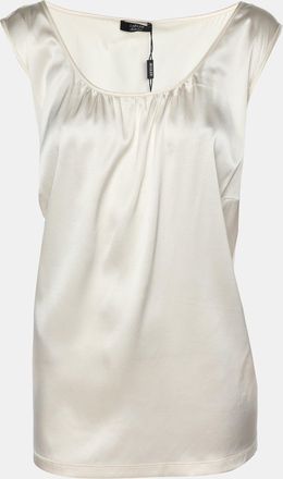 424 Basler Cream Satin Sleeveless Top