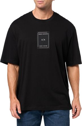A|X Armani Exchange Mens Vertical Rectangle Logo Tee, Black, XL