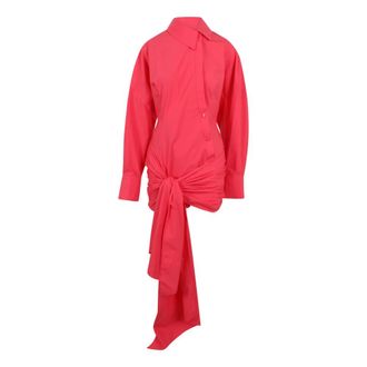 The Attico Shirt Dresses, female, Pink, Size: S Shirt mini dress with knot