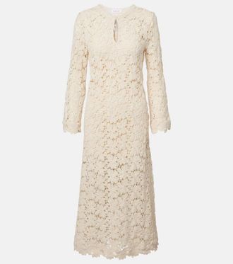 Velvet Jovie guipure lace cotton-blend midi dress