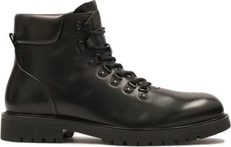 Kazar Zwarte laarzen met metalen lussen - Heren - Veterlaarzen - Zwart - 45 EU - Leer - Schoenen
