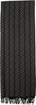 Fendi Pre-owned Double-Sided Wollen Sjaal - Dames - Vintage Accessoires - Zwart - ONE Size - Wol - Vintage