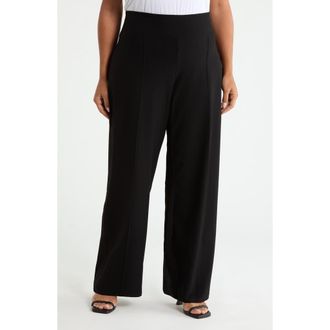 Eileen Fisher High Waist Wide Leg Seamed Pants in Black at Nordstrom, Size 1X