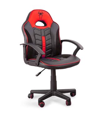 Home Heavenly Silla escritorio juvenil altura regulable en negro y rojo