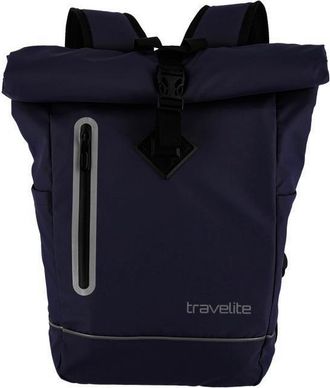 Travelite Freizeitrucksack TRAVELITE BASICS Roll-Up Rucksack aus Plane, Damen, Gr. B/H/T: 26cm x 60cm x 15cm, blau (marine), Polyester, unifarben mit Farbeins&auml;t