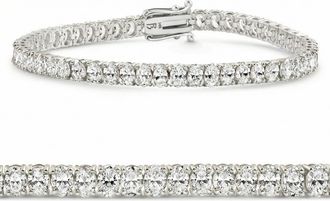 Pompeii3 10Ct Oval Diamond Tennis Bracelet 14k Gold 7 Lab Grown