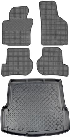 OEM Skoda Octavia Ii 1z Hatchback (5 Puertas) De 03.2004 A 01.2013 Set - Alfombrillas De Goma Para Coche + Alfombrilla Para Maletero